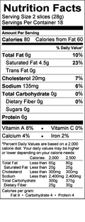 Image of the Nutrition Facts for the Goat Cheese Slices.