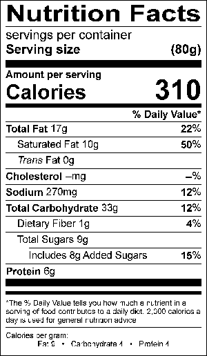 Image of the Nutrition Facts for the French Chocolate Croissant.