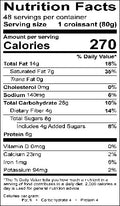 Image of the Nutrition Facts for the Vegan Chia Seed Croissants.