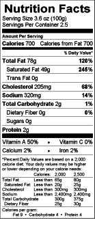 Image of the Nutrition Facts for the Truffle Butter Roll.