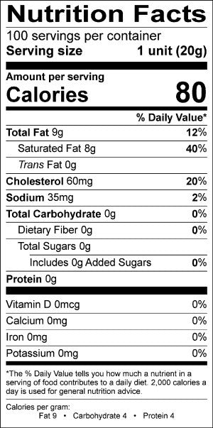 Image of the Nutrition Facts for the Unsalted Echire Butter Cup.