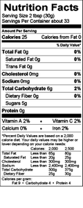 Image of the Nutrition Facts for the Mango Coulis.