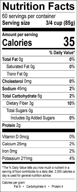 Image of the Nutrition Facts for the Artichoke Quarters.
