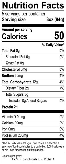 Image of the Nutrition Facts for the Grilled Potatoes and Zucchini Mix.