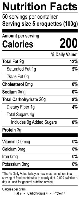 Image of the Nutrition Facts for the Spinach and Pine Nuts Croquettes.