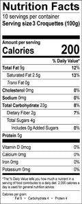 Image of the Nutrition Facts for the Cod Croquettes.