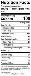 Image of the Nutrition Facts for the Yellowfin Saku Wild Tuna.
