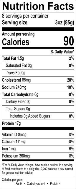 Image of the Nutrition Facts for the European Brown Crab Cooked.