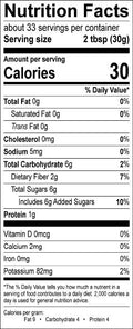 Image of the Nutrition Facts for the Passion Fruit Coulis.